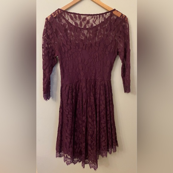 Free People Queens Love Lace Dress Plum Burgundy Medium - Picture 11 of 15